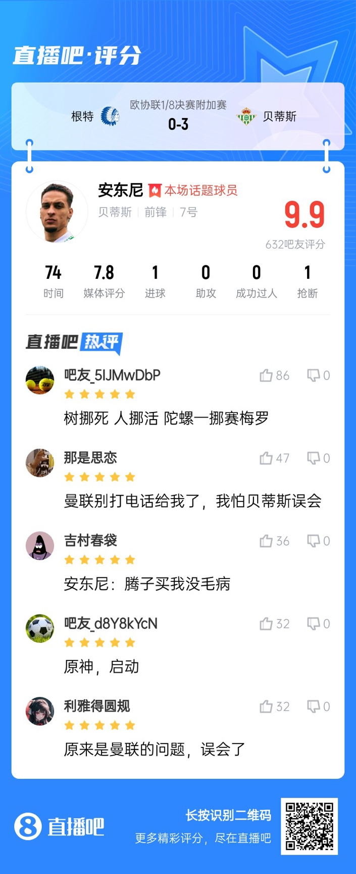  安東尼兜射圓規(guī)畫?。“捎言u(píng)分9.9：樹挪死人挪活 陀螺一挪賽梅羅