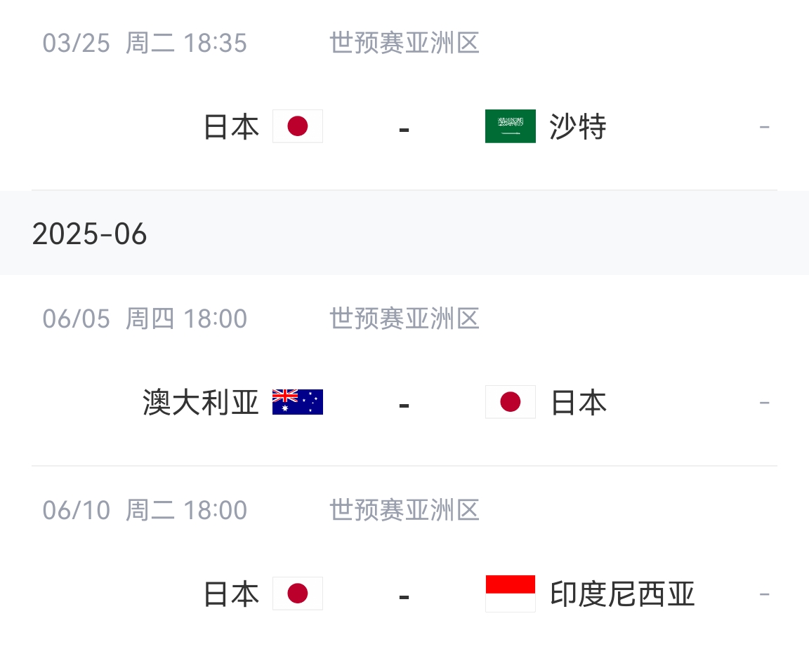  會不會放水？日本剩余賽程：主場vs沙特&印尼，客場vs澳大利亞