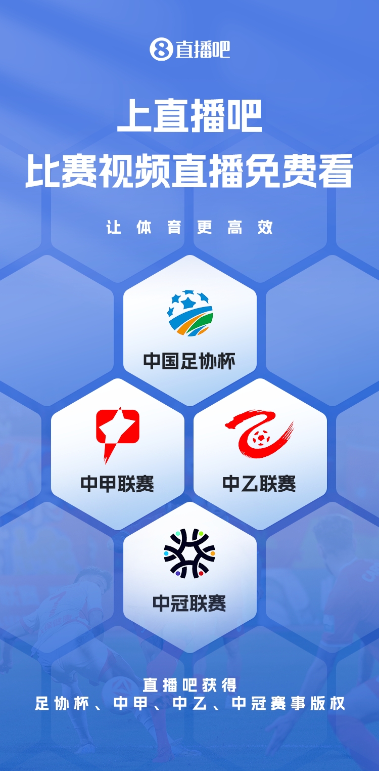  官宣！直播吧獲足協(xié)杯、中甲、中乙、中冠賽事版權(quán)，免費(fèi)視頻直播