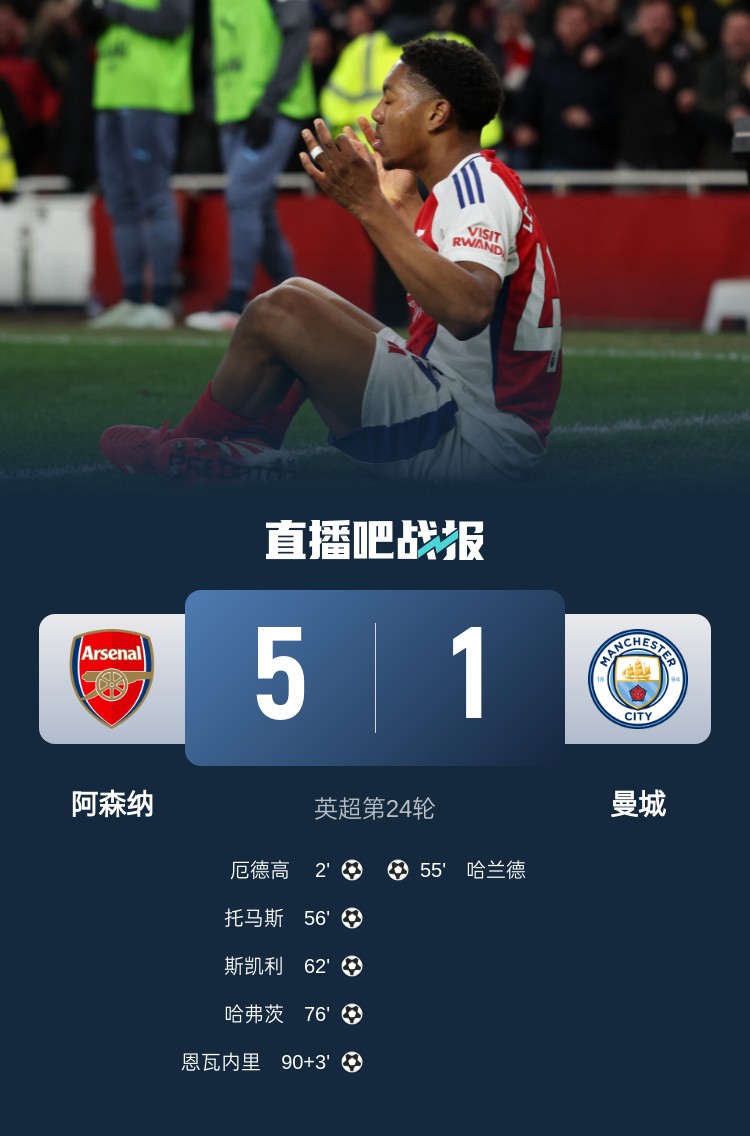  硬氣槍手無畏強敵！阿森納本賽季5-1碾壓曼城，3-0完勝皇馬
